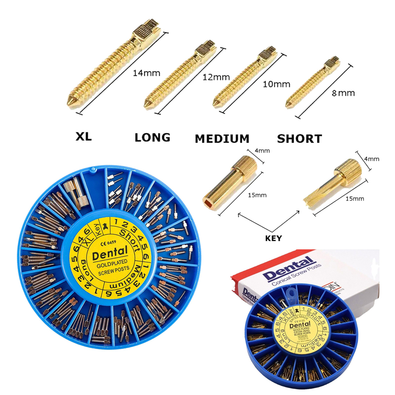 120/240Pcs Dental Root Canal Pins Conical Screw Posts Gold Plated