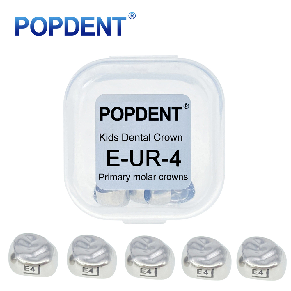 5Pcs POPDENT Dental Kids Crown Primary Molar Pediatric Crowns stainless steel 48 Sizes
