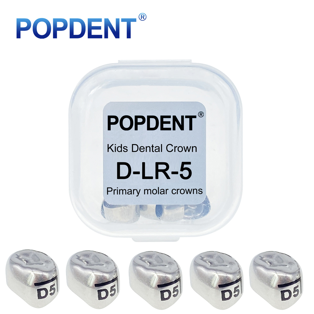 5Pcs POPDENT Dental Kids Crown Primary Molar Pediatric Crowns stainless steel 48 Sizes