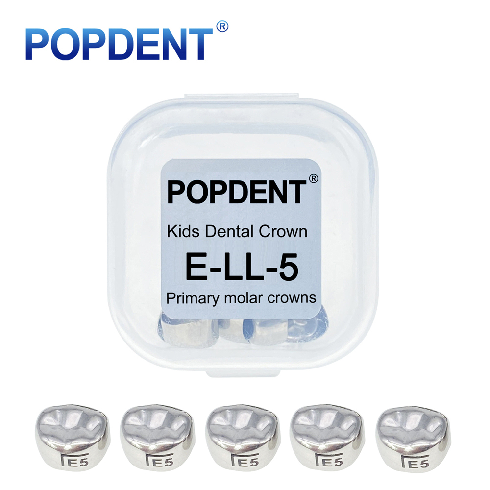 5Pcs POPDENT Dental Kids Crown Primary Molar Pediatric Crowns stainless steel 48 Sizes