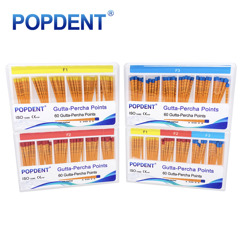 60Pcs POPDENT Dental Endodontic Gutta Percha Points F1/F2/F3