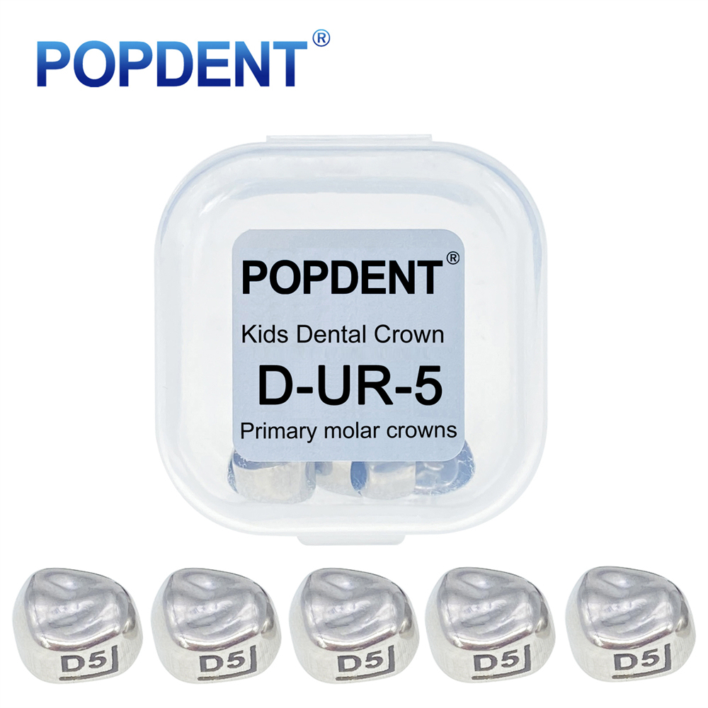 5Pcs POPDENT Dental Kids Crown Primary Molar Pediatric Crowns stainless steel 48 Sizes