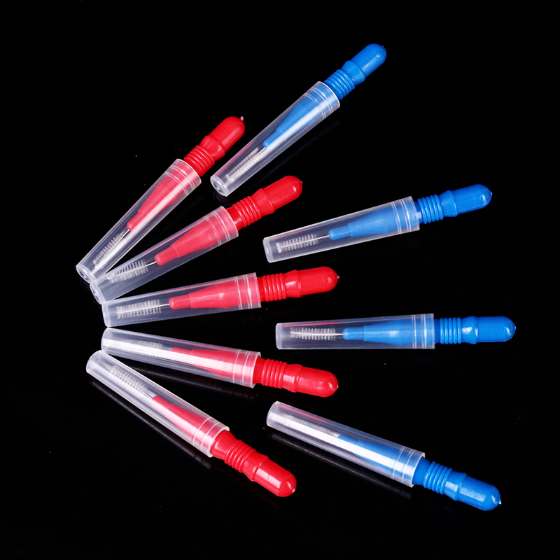 `Dental Plastic Interdental Brush Floss Sticks Tooth Head Oral Hygiene Red/Blue 50 Pcs