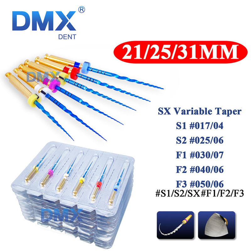 `DMXDENT PT-BLUE Dental Heat Activated Niti Endodontic Root Canal Files Mixed 21mm/25MM