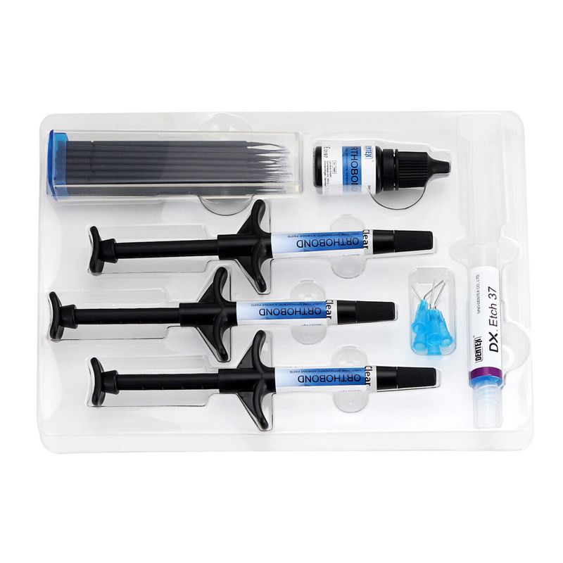 DENTEX Clear/Blue Dental Orthodontic Bonding Acid Etchan Light Cure Adhesive Kit