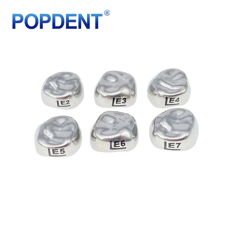 5Pcs POPDENT Dental Kids Crown Primary Molar Pediatric Crowns stainless steel 48 Sizes