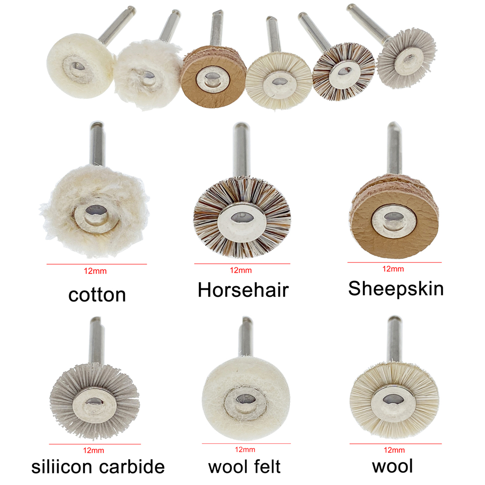 20 Pcs Dental RA Goat Hair Polishing Brush Buffing Wheel 2.35mm For Rotary Tools