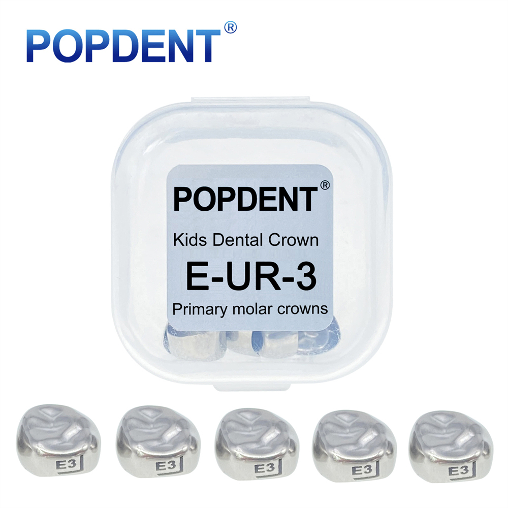 5Pcs POPDENT Dental Kids Crown Primary Molar Pediatric Crowns stainless steel 48 Sizes