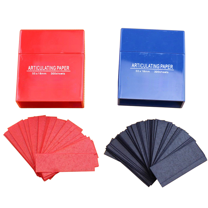 `300 Sheets Dental Bausch Articulating Paper Double Sided Strips Blue/Red Soft