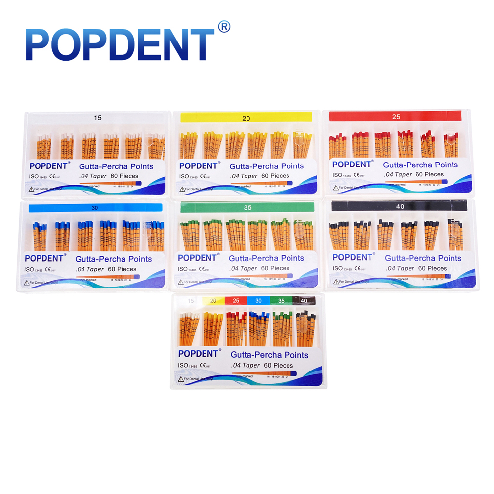 POPDENT Dental Gutta Percha Points Taper 0.02/0.04/0.06 15#-40# For Endo Use