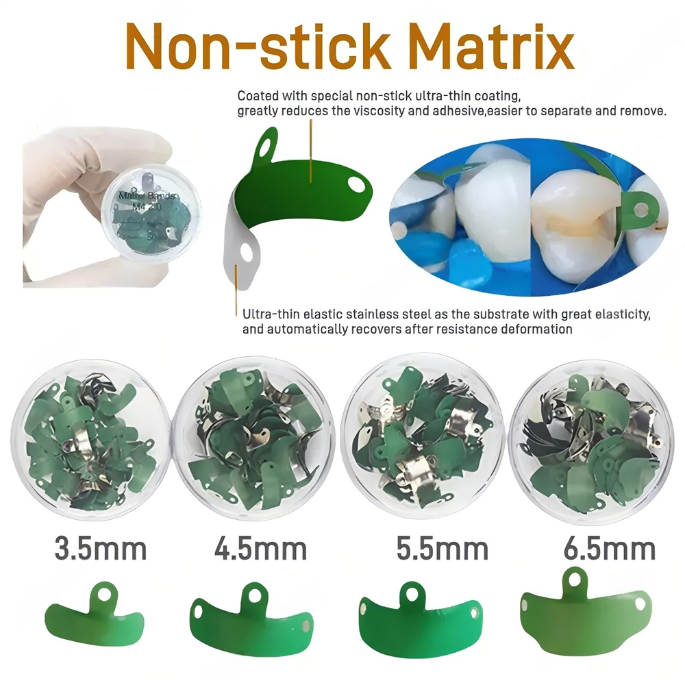 50 Pcs Dental Teflon Composite Coating Non-Stick Matrix Bands Sectional Matrices