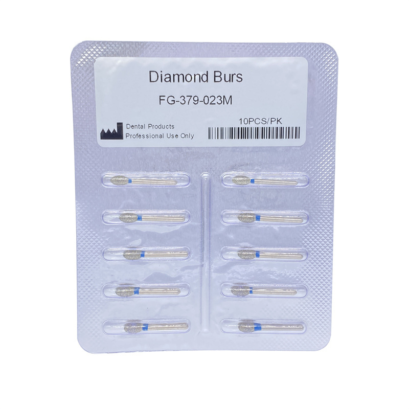 Dental Diamond Burs FG Egg Football 379/023M Standard Grit For High Speed Handpiece