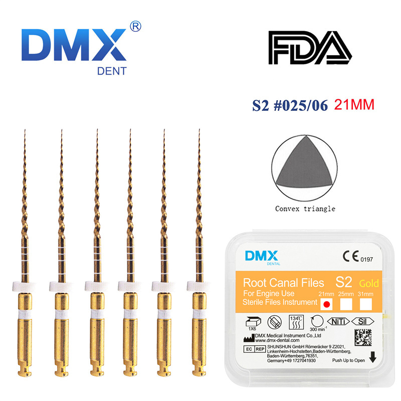 DMXDENT Dental Root Canal Gold Taper NITI Files Endodontic Rotary +Free Gift