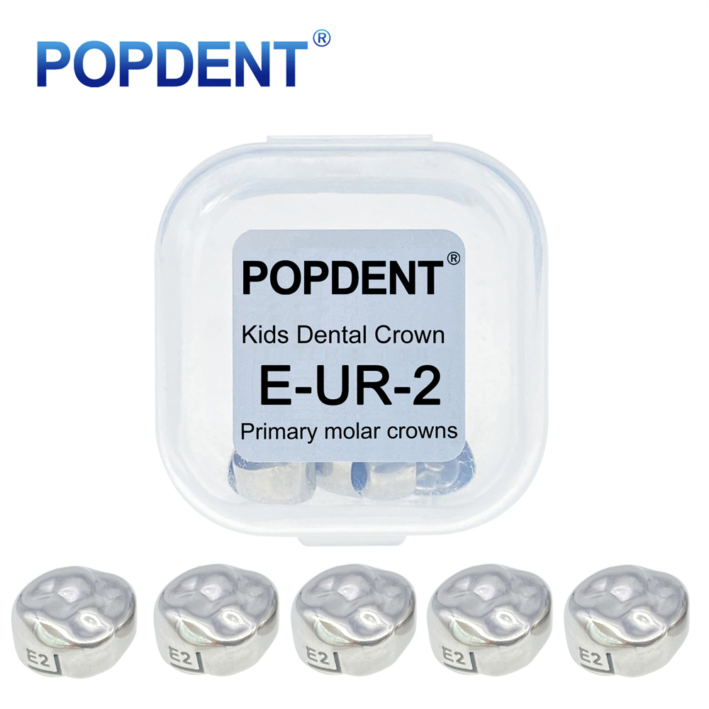 5Pcs POPDENT Dental Kids Crown Primary Molar Pediatric Crowns stainless steel 48 Sizes