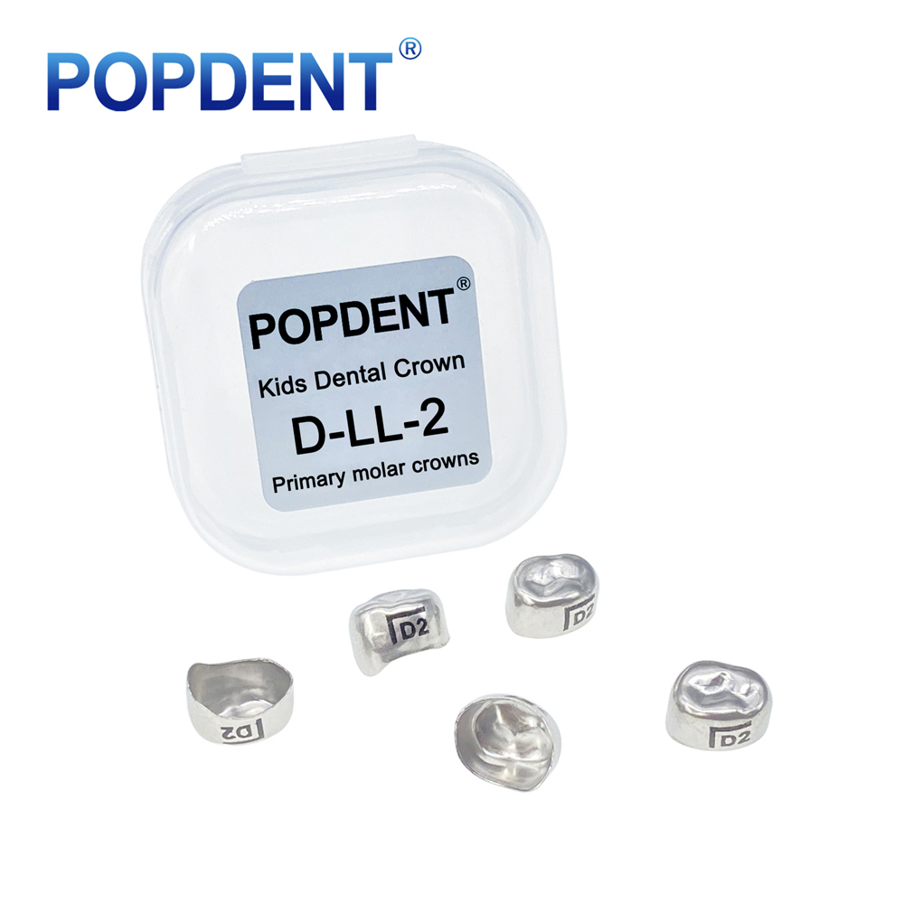 5Pcs POPDENT Dental Kids Crown Primary Molar Pediatric Crowns stainless steel 48 Sizes