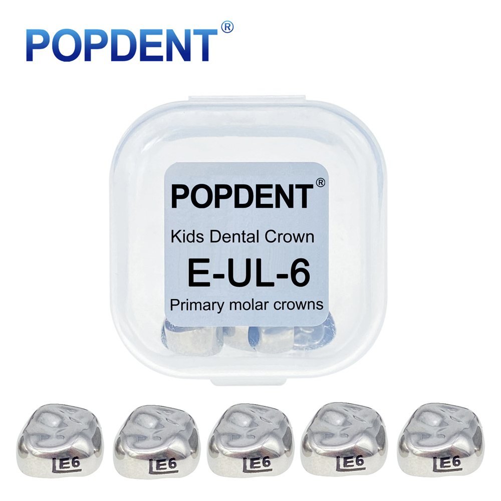 5Pcs POPDENT Dental Kids Crown Primary Molar Pediatric Crowns stainless steel 48 Sizes