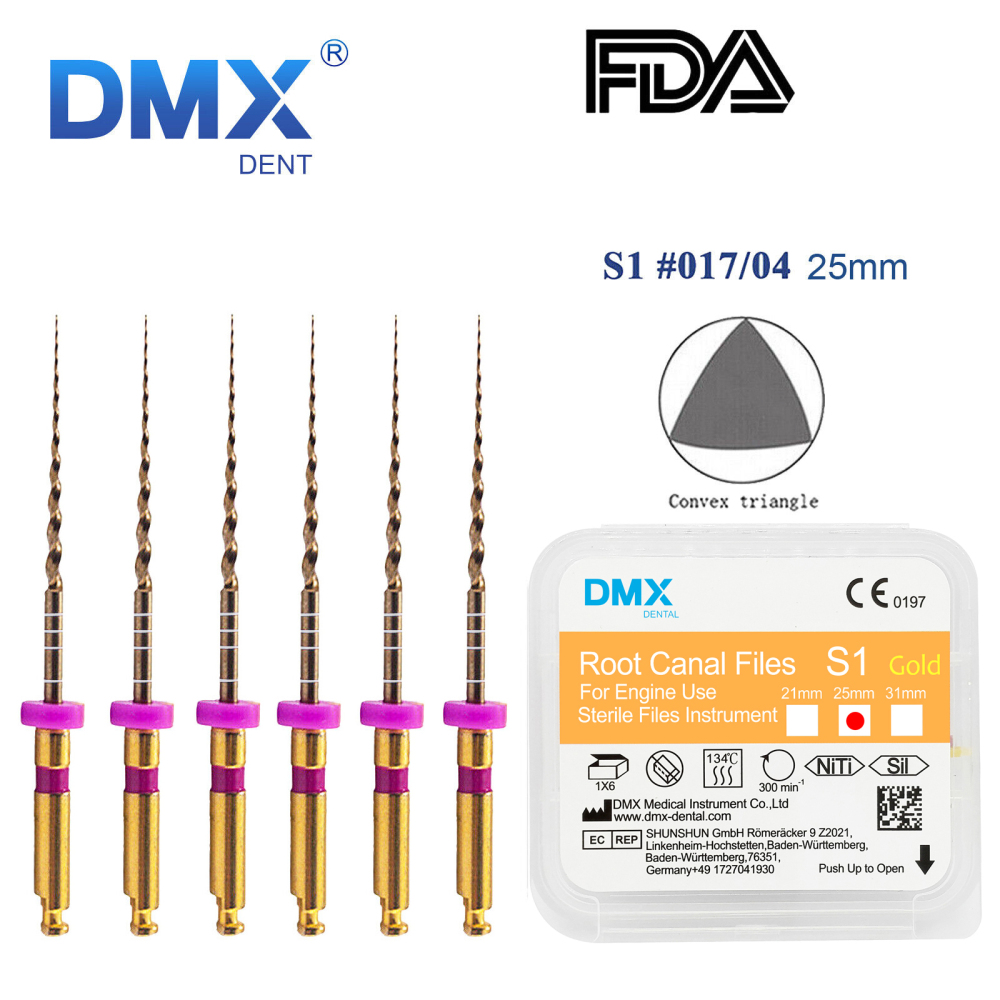 DMXDENT Dental Root Canal Gold Taper NITI Files Endodontic Rotary +Free Gift