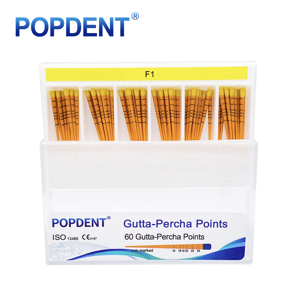 60Pcs POPDENT Dental Endodontic Gutta Percha Points F1/F2/F3
