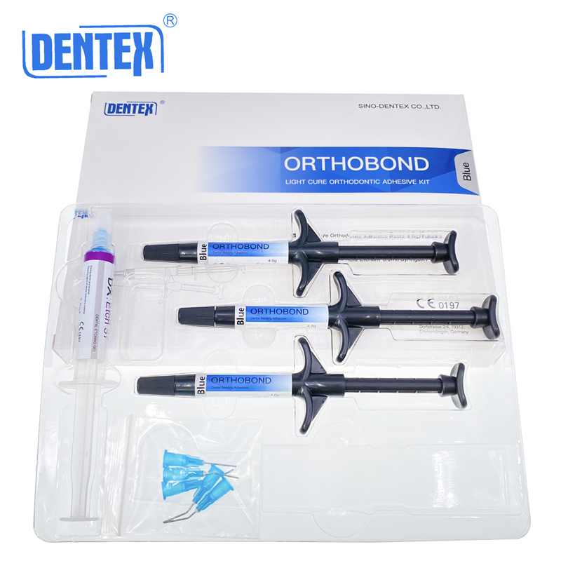 Dental Orthodontic Light Cure Adhesive Kit Bonding Acid Etchan Clear/Blue Dentex