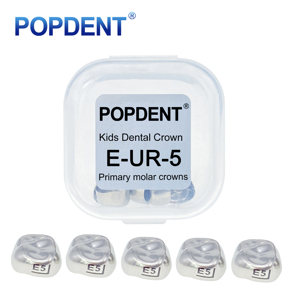 5Pcs POPDENT Dental Kids Crown Primary Molar Pediatric Crowns stainless steel 48 Sizes