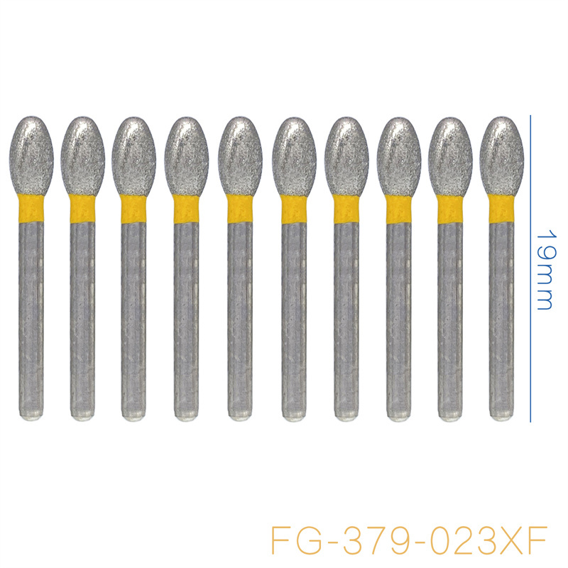 Dental Diamond Burs FG Egg Football 379/023XF Extra Fine Grit For High Speed Handpiece