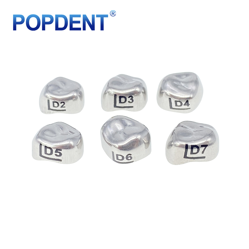 5Pcs POPDENT Dental Kids Crown Primary Molar Pediatric Crowns stainless steel 48 Sizes