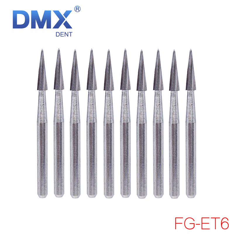 `Dental Tungsten Carbide Burs Trimming & Finishing Safe End Taper FG ET6 ET9 10pcs