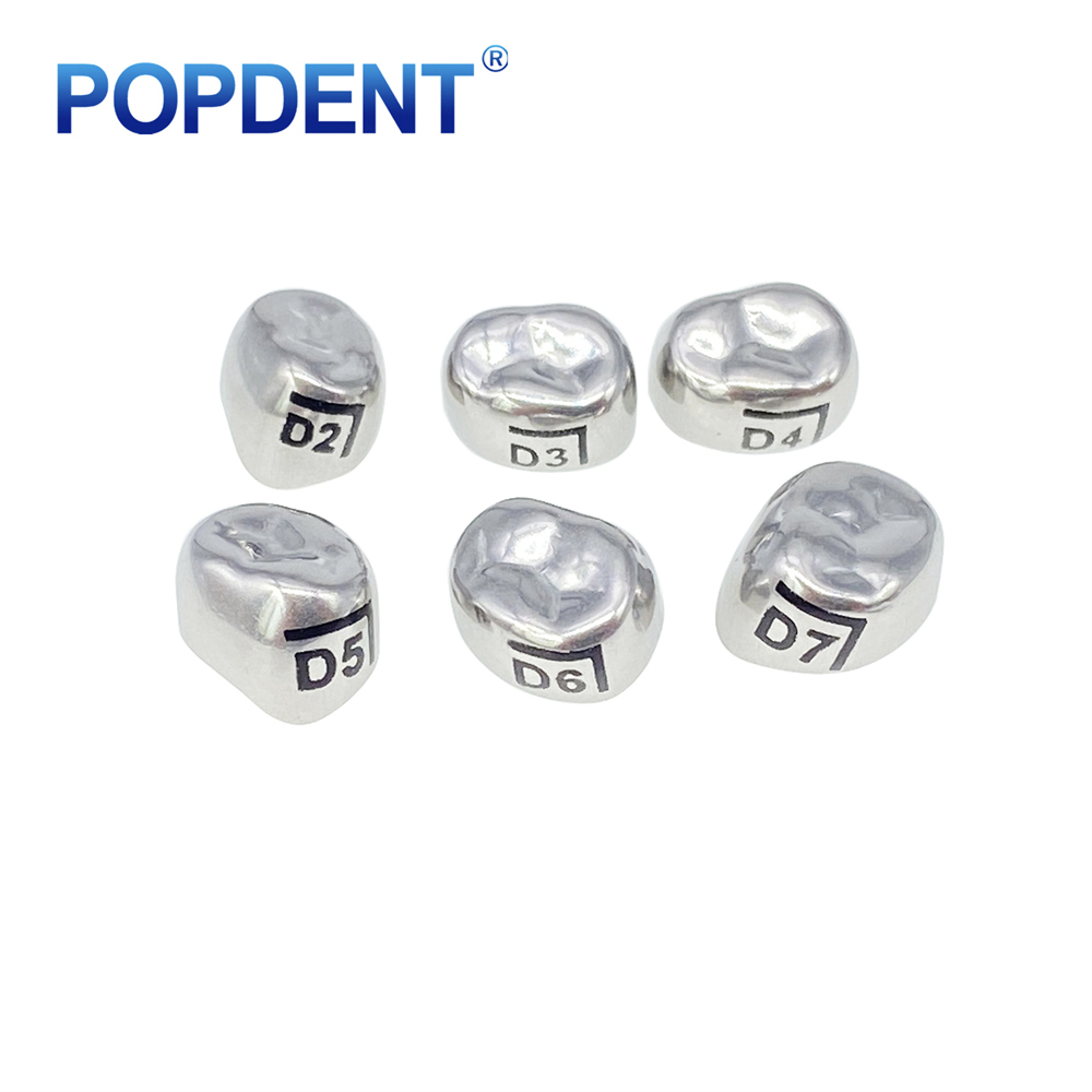 5Pcs POPDENT Dental Kids Crown Primary Molar Pediatric Crowns stainless steel 48 Sizes