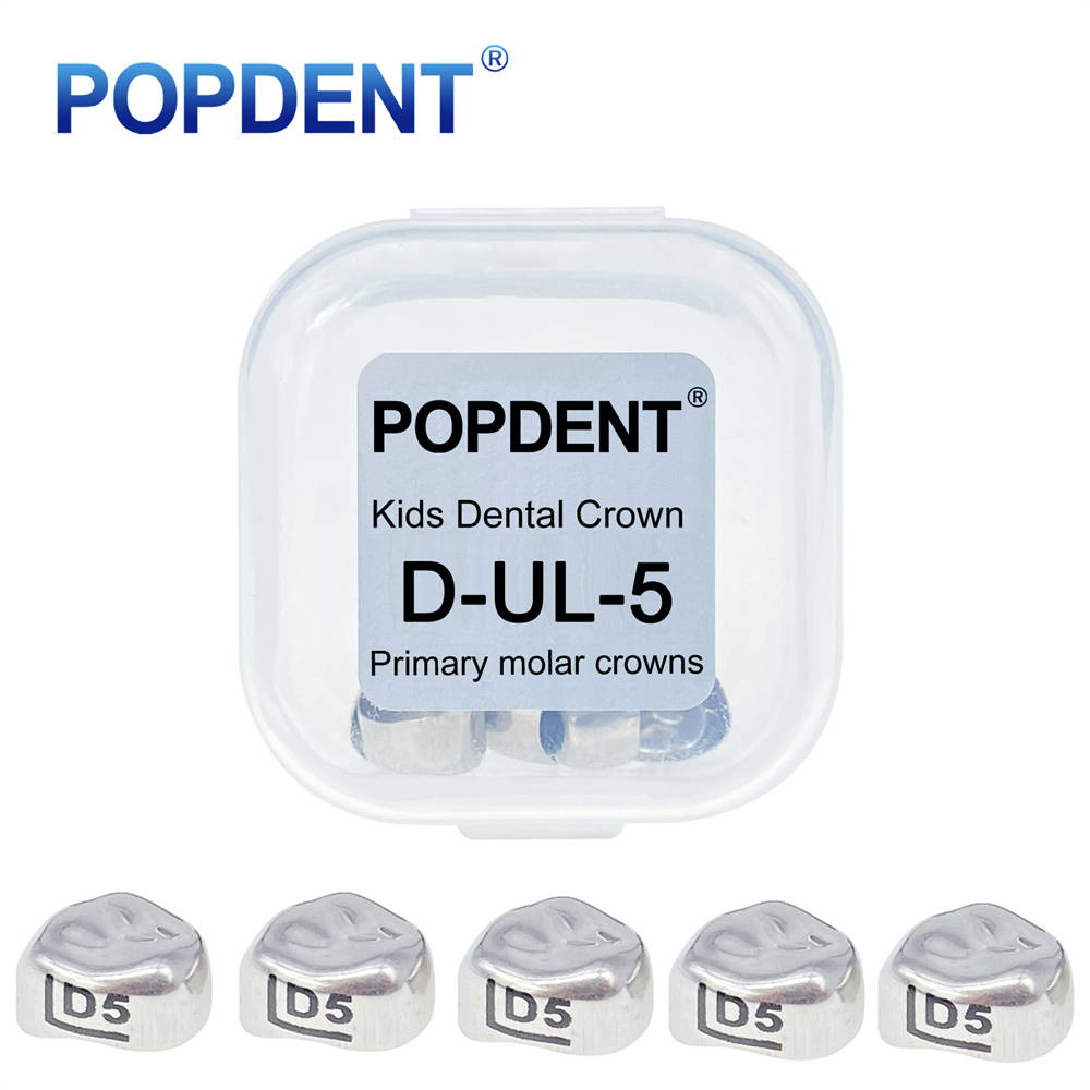 5Pcs POPDENT Dental Kids Crown Primary Molar Pediatric Crowns stainless steel 48 Sizes
