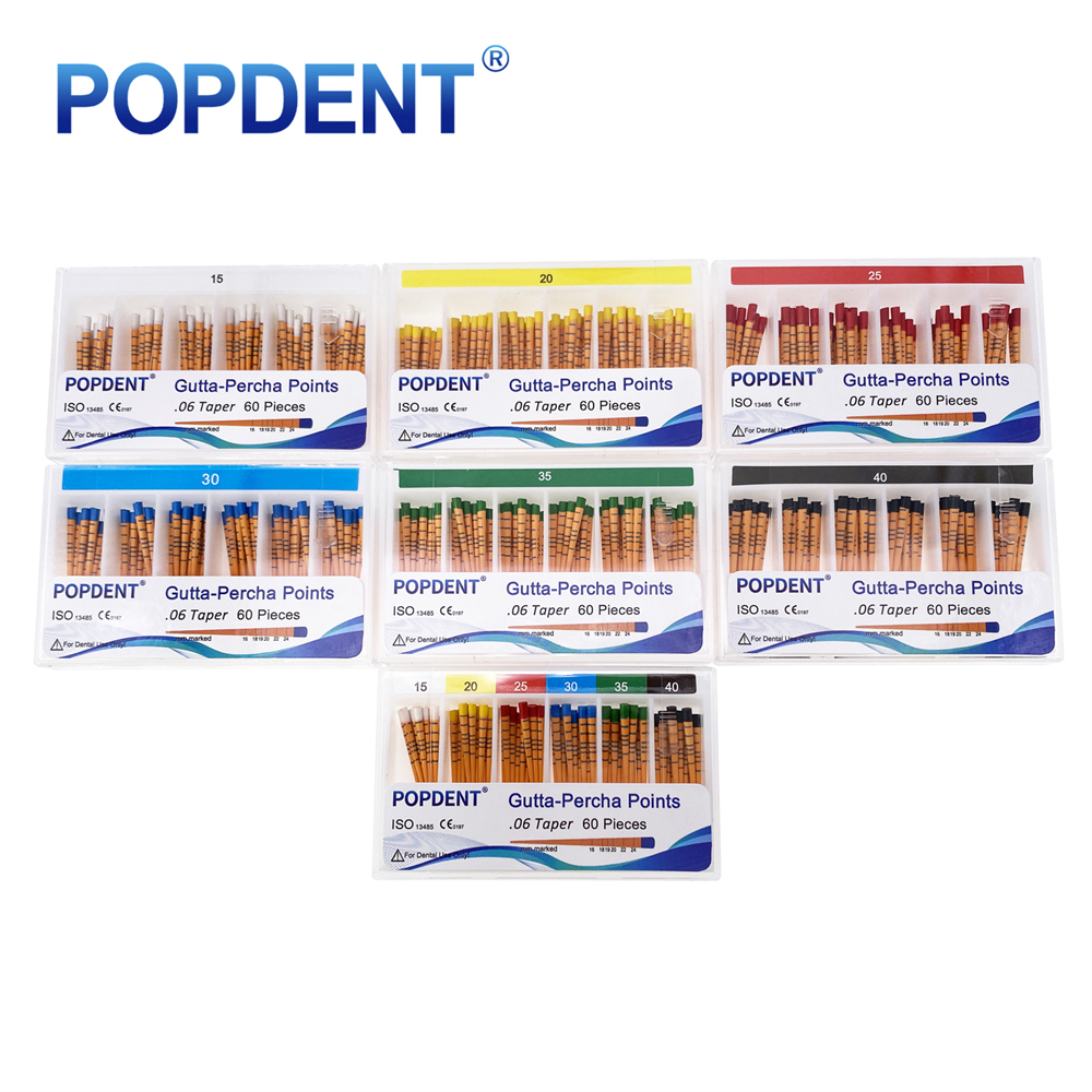 POPDENT Dental Gutta Percha Points Taper 0.02/0.04/0.06 15#-40# For Endo Use