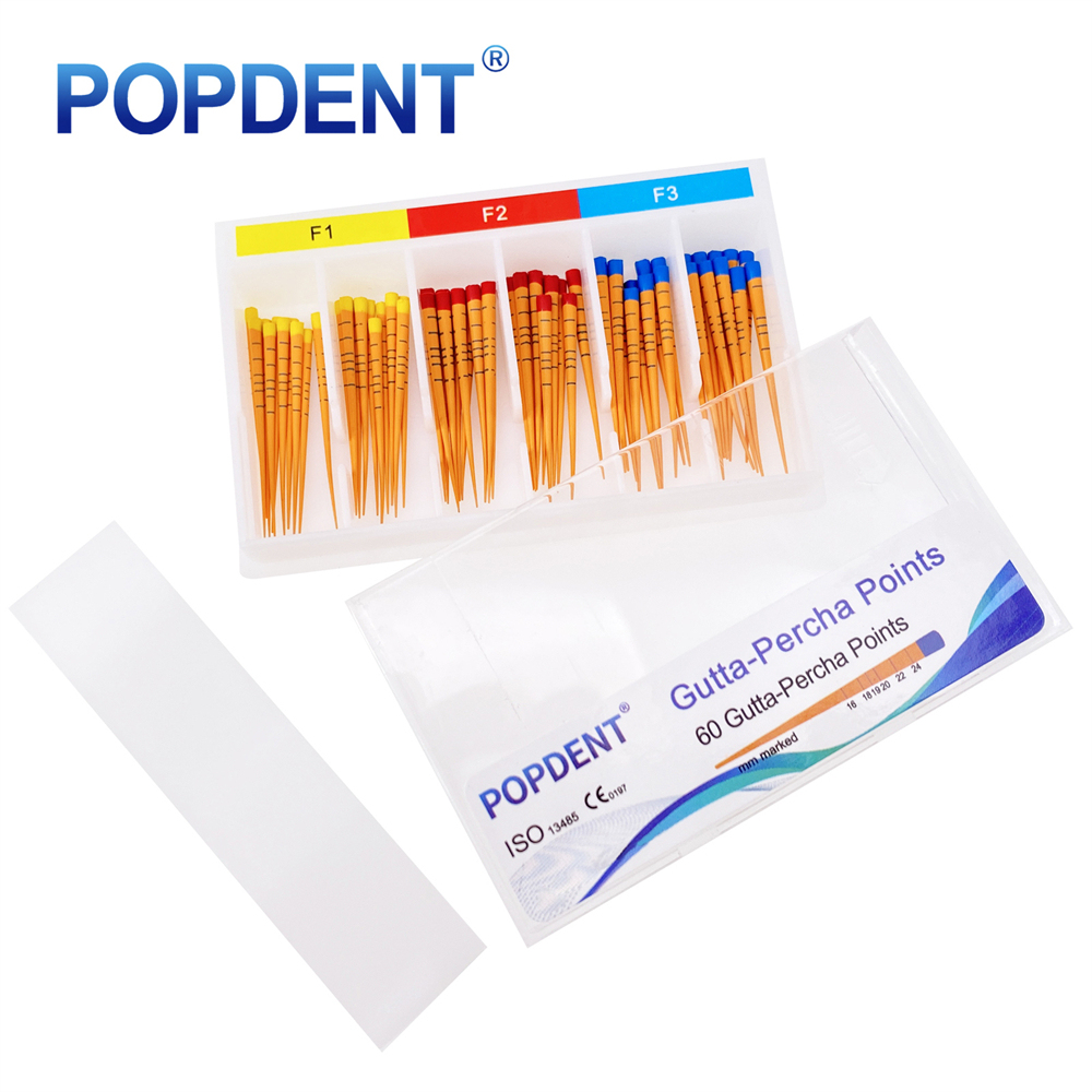 60Pcs POPDENT Dental Endodontic Gutta Percha Points F1/F2/F3