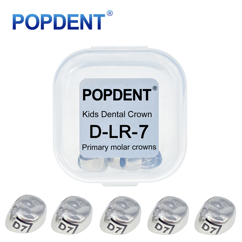 5Pcs POPDENT Dental Kids Crown Primary Molar Pediatric Crowns stainless steel 48 Sizes