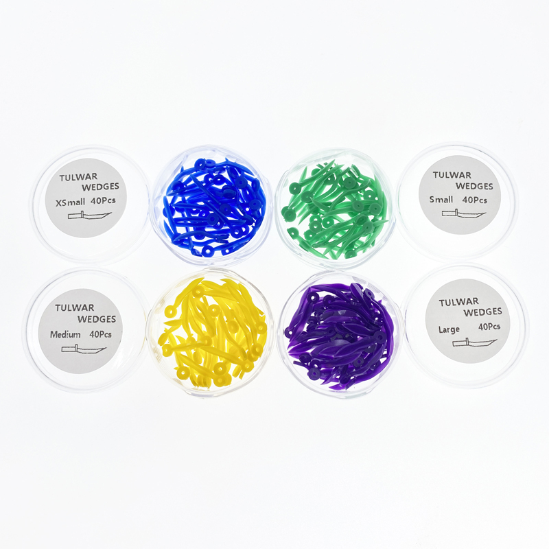 Dental Disposable Plastic Poly-Wedges with Holes 4 Sizes L/M/S/XS 40Pcs/Box
