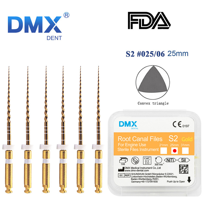 DMXDENT Dental Root Canal Gold Taper NITI Files Endodontic Rotary +Free Gift