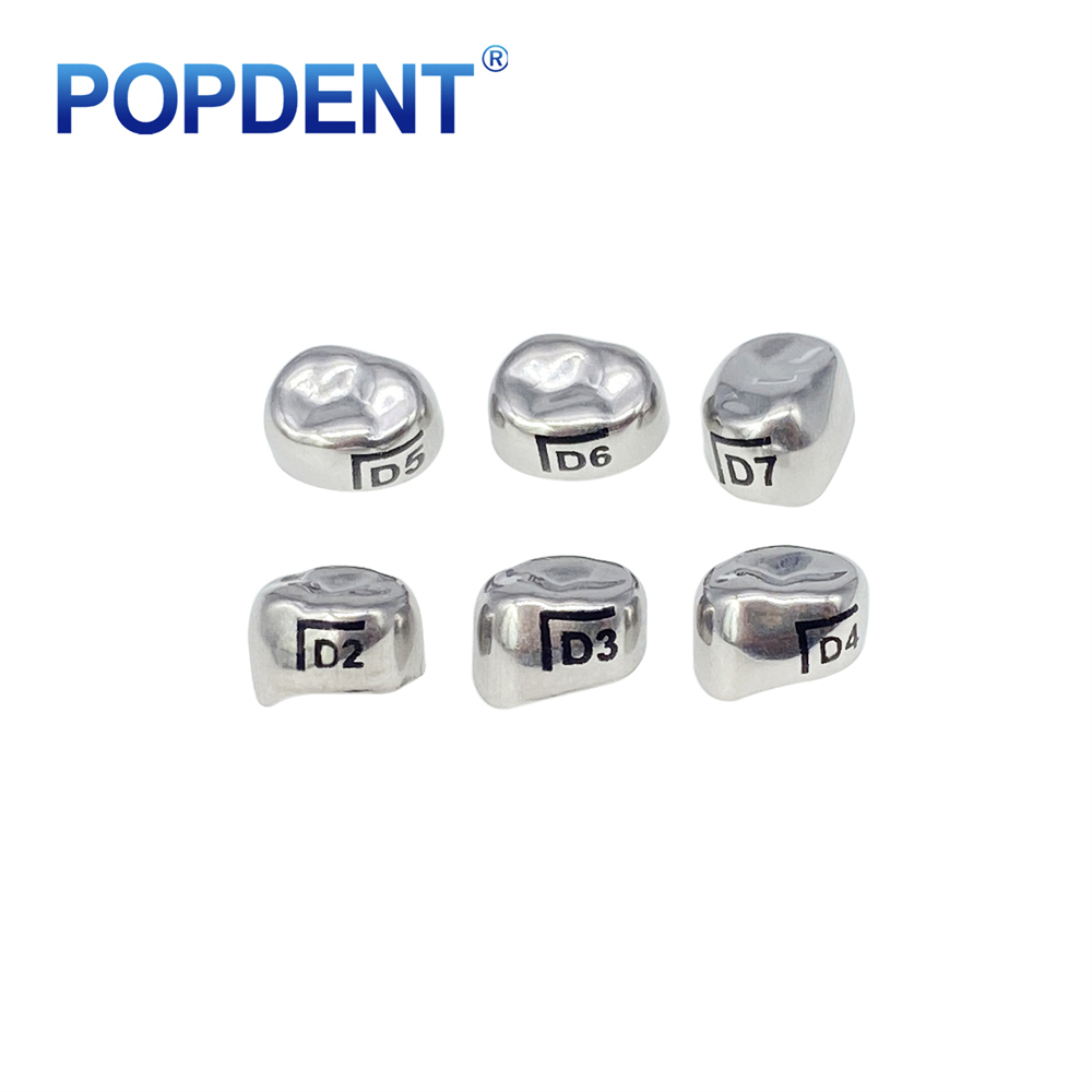 5Pcs POPDENT Dental Kids Crown Primary Molar Pediatric Crowns stainless steel 48 Sizes