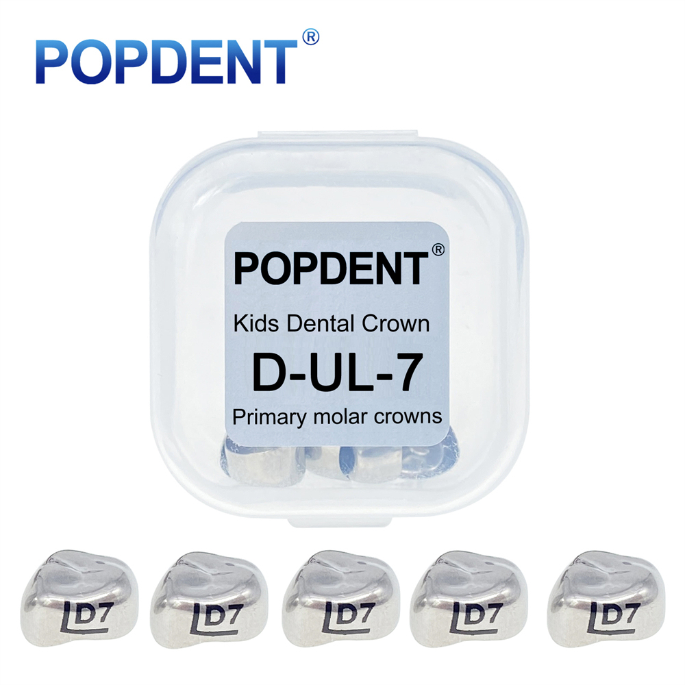 5Pcs POPDENT Dental Kids Crown Primary Molar Pediatric Crowns stainless steel 48 Sizes