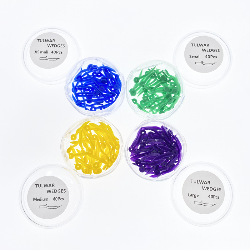 Dental Disposable Plastic Poly-Wedges with Holes 4 Sizes L/M/S/XS 40Pcs/Box