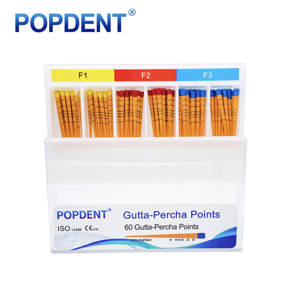 60Pcs POPDENT Dental Endodontic Gutta Percha Points F1/F2/F3