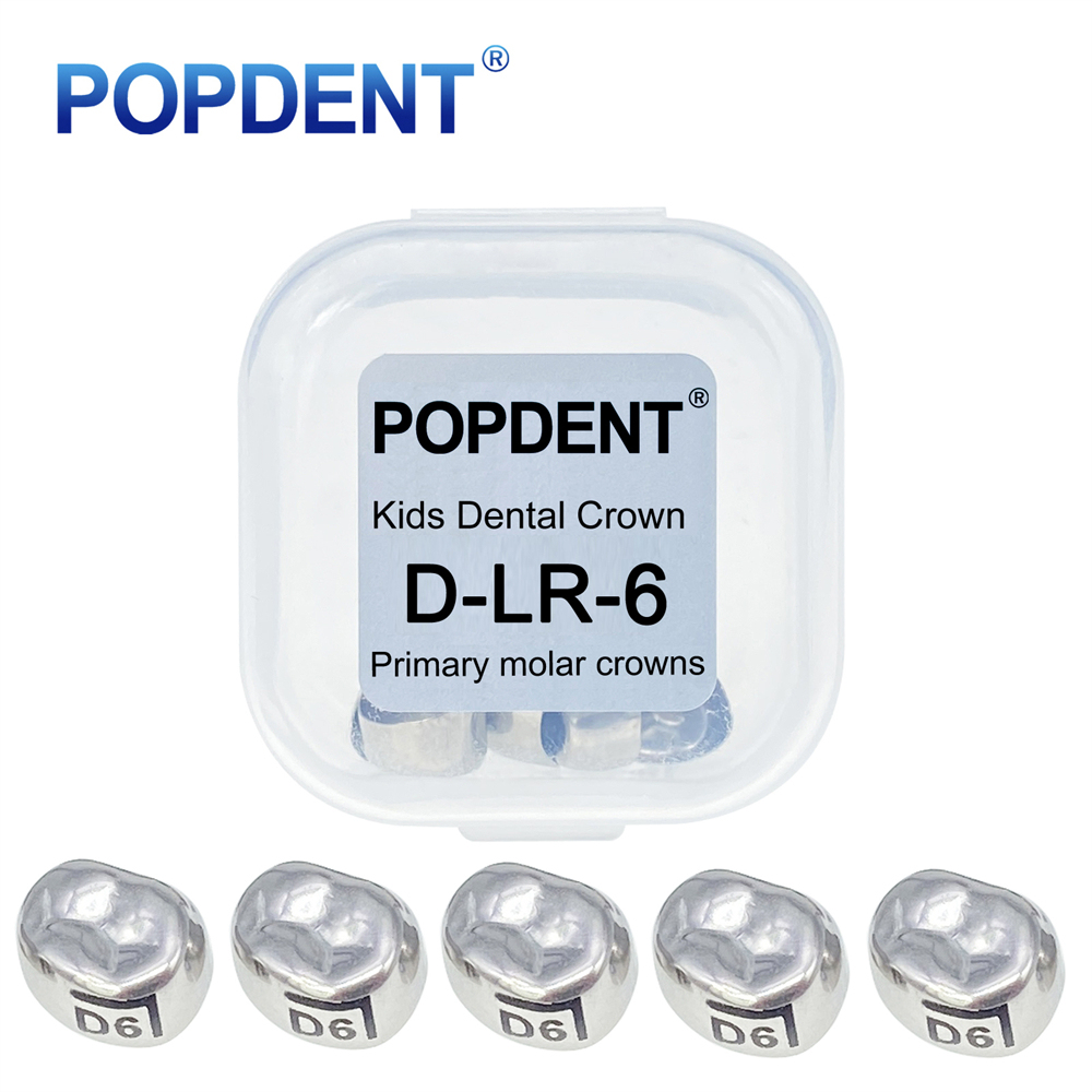 5Pcs POPDENT Dental Kids Crown Primary Molar Pediatric Crowns stainless steel 48 Sizes