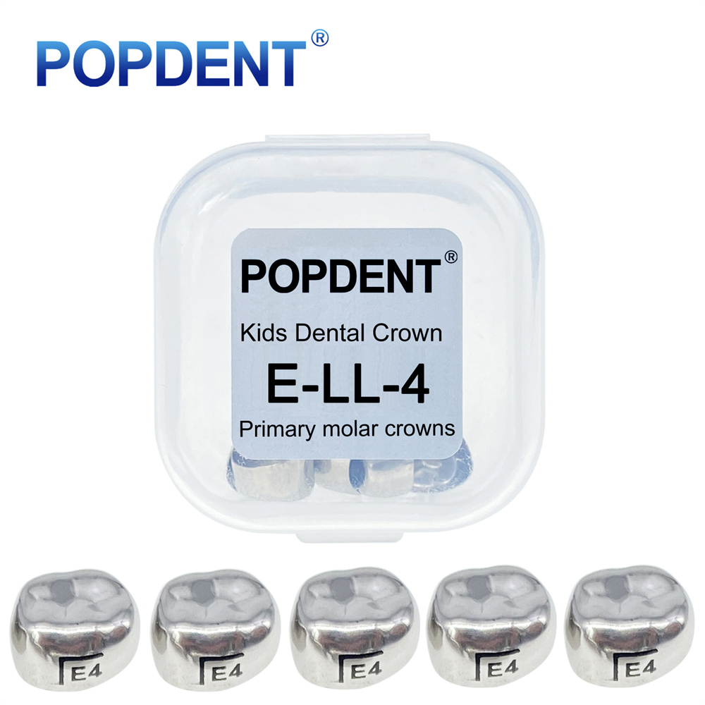 5Pcs POPDENT Dental Kids Crown Primary Molar Pediatric Crowns stainless steel 48 Sizes