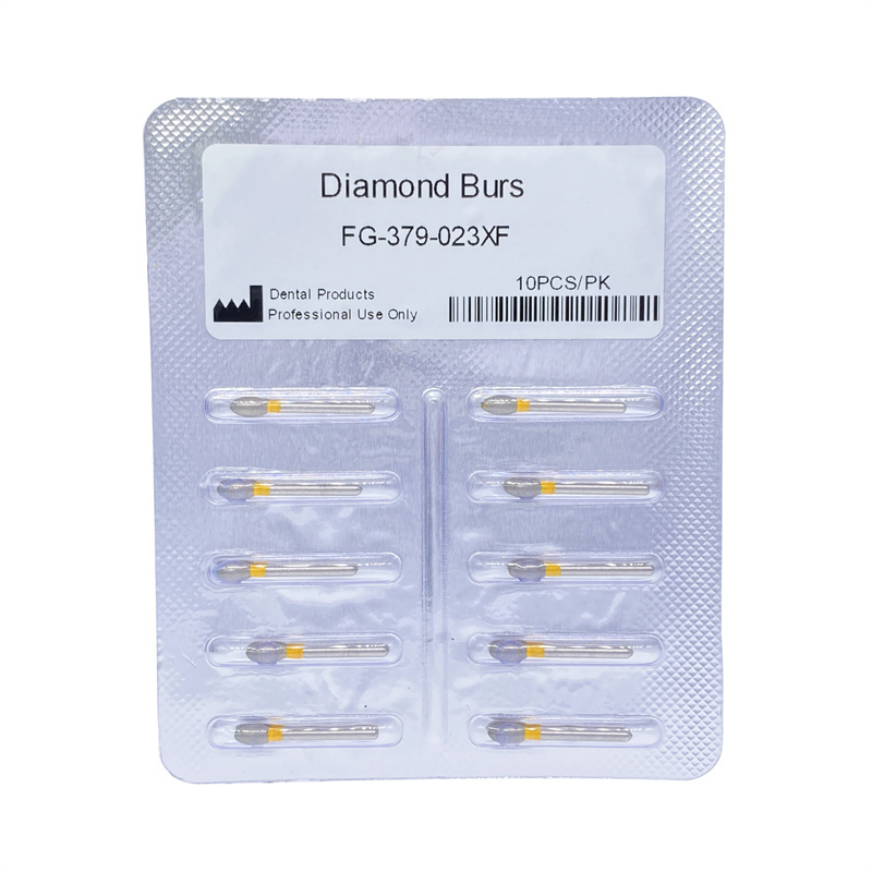 Dental Diamond Burs FG Egg Football 379/023XF Extra Fine Grit For High Speed Handpiece