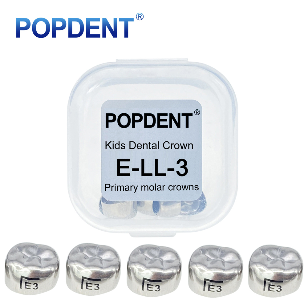5Pcs POPDENT Dental Kids Crown Primary Molar Pediatric Crowns stainless steel 48 Sizes