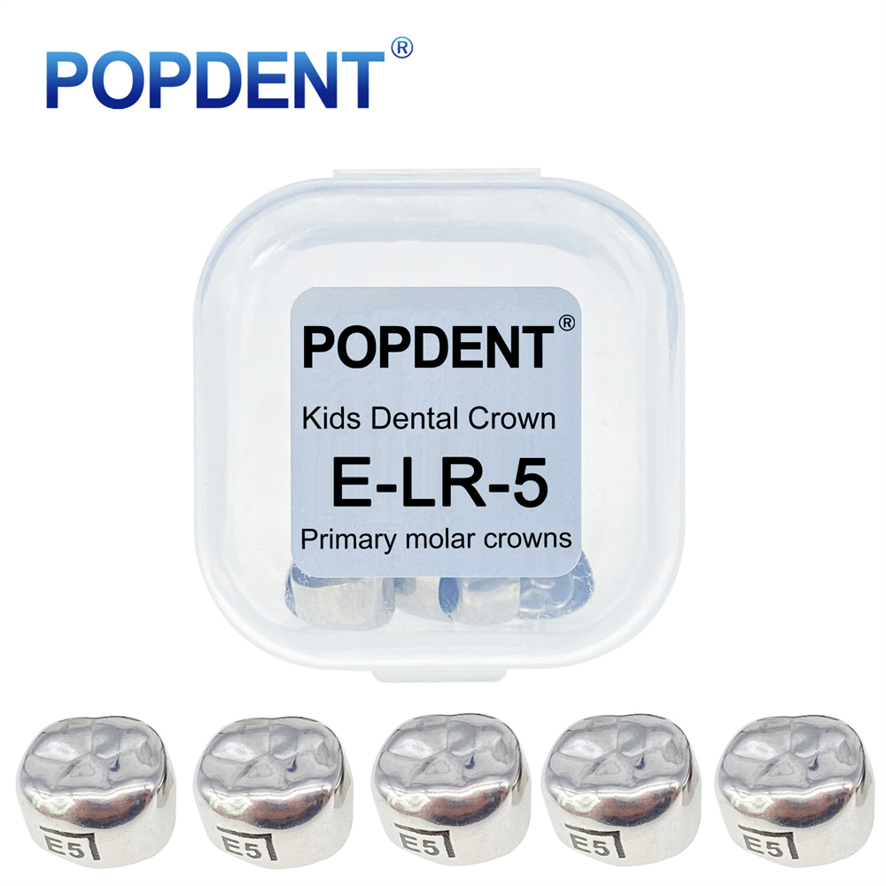 5Pcs POPDENT Dental Kids Crown Primary Molar Pediatric Crowns stainless steel 48 Sizes