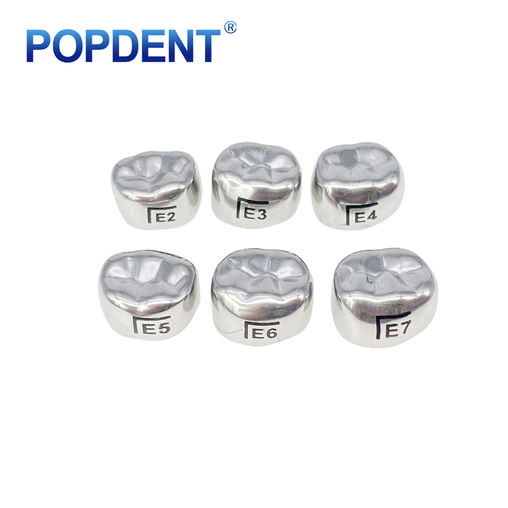 5Pcs POPDENT Dental Kids Crown Primary Molar Pediatric Crowns stainless steel 48 Sizes