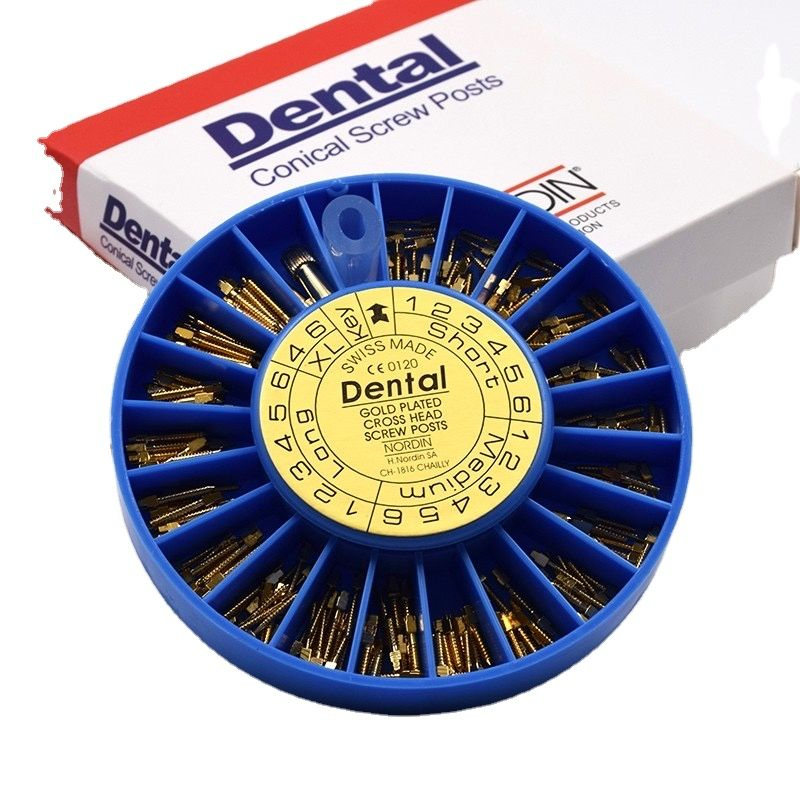 120/240Pcs Dental Root Canal Pins Conical Screw Posts Gold Plated