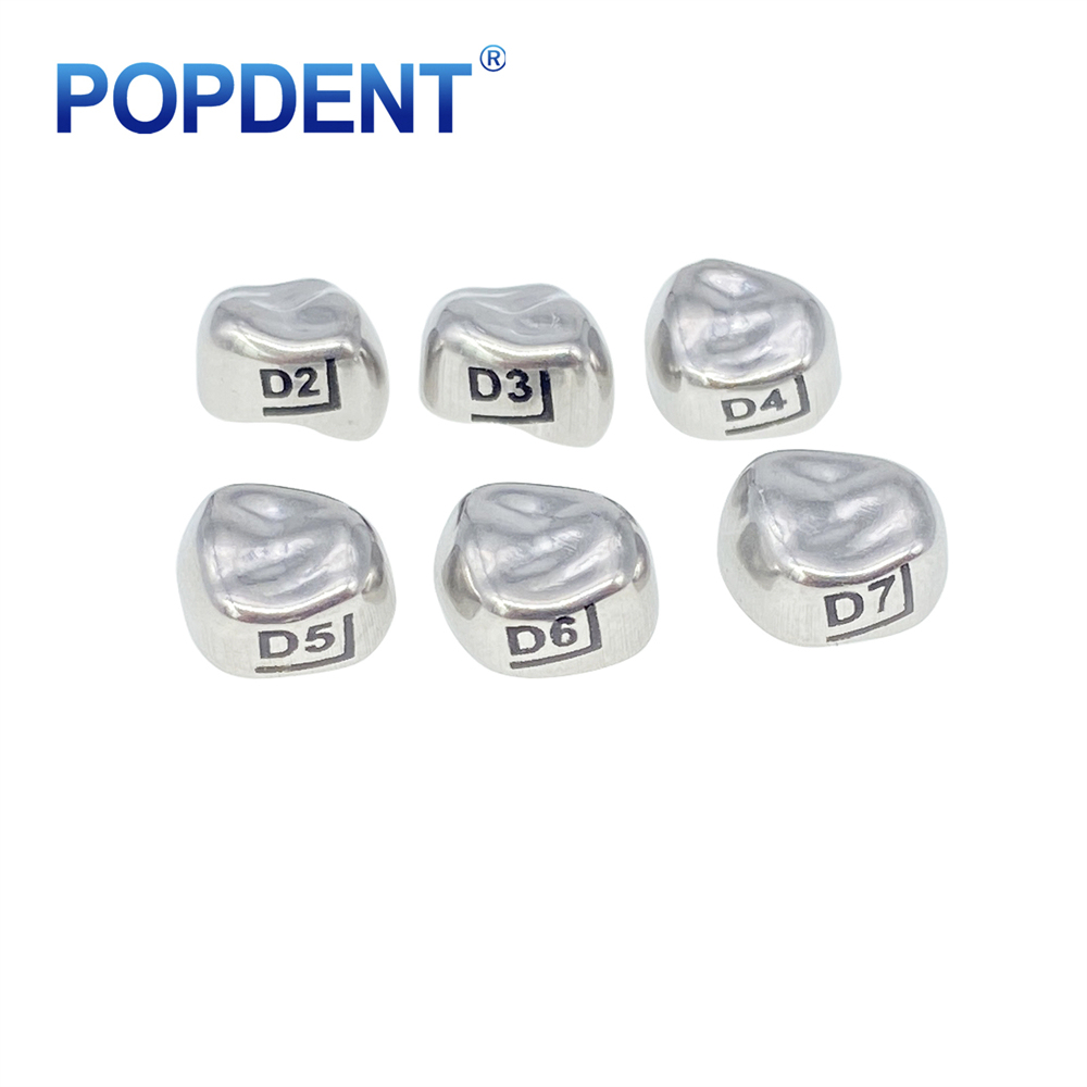 5Pcs POPDENT Dental Kids Crown Primary Molar Pediatric Crowns stainless steel 48 Sizes