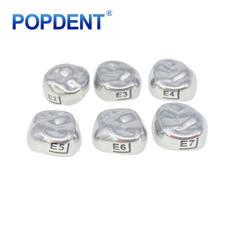 5Pcs POPDENT Dental Kids Crown Primary Molar Pediatric Crowns stainless steel 48 Sizes