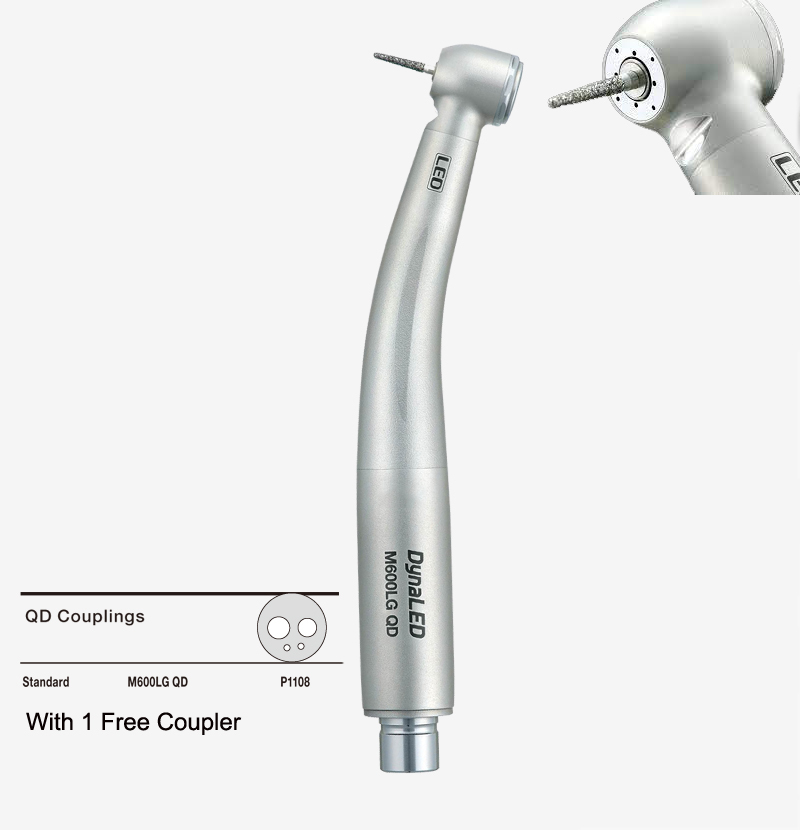 Dynaled M600LG QD B2/M4 Dental E-generator LED High Speed Air Turbine Handpiece with Coupler Fit NSK