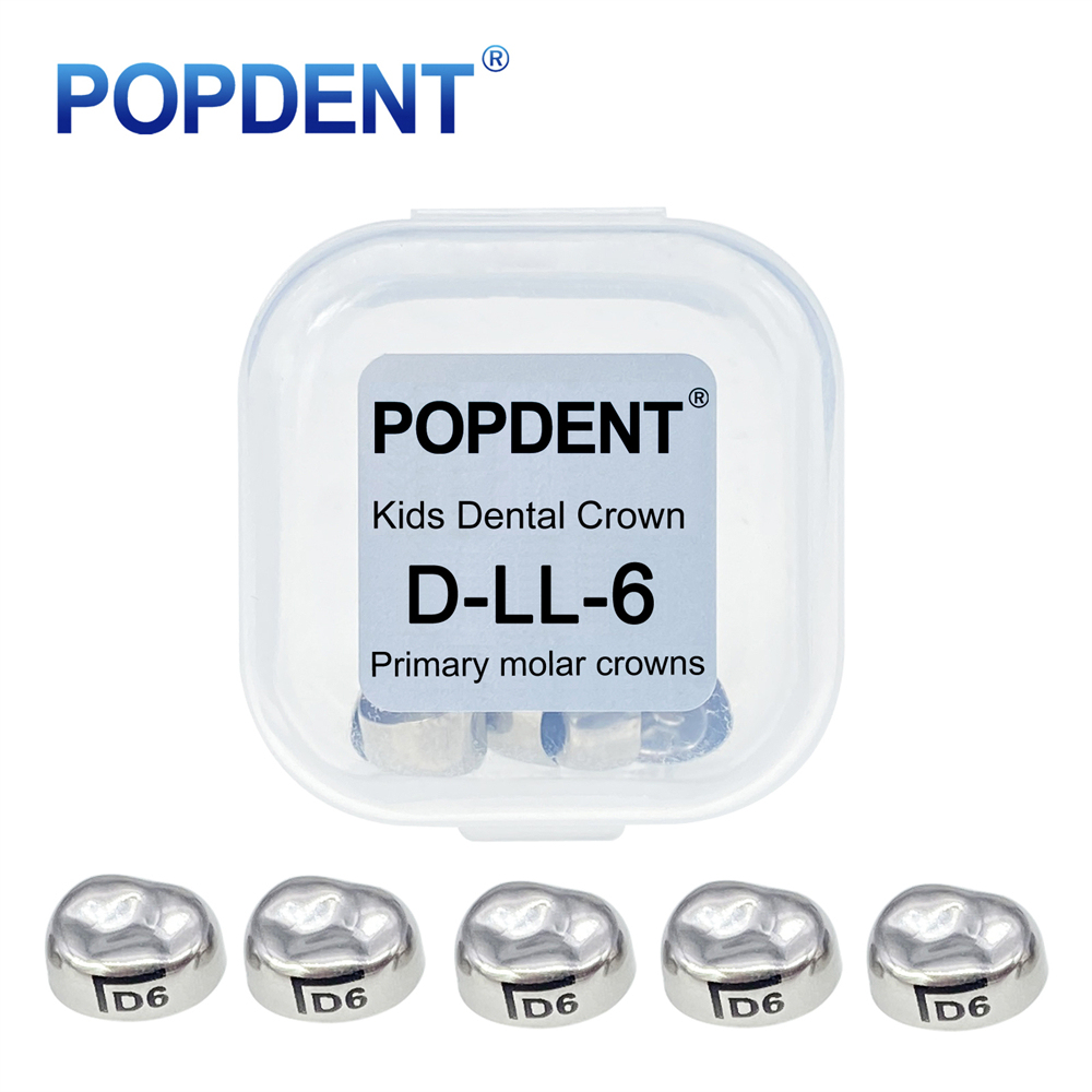 5Pcs POPDENT Dental Kids Crown Primary Molar Pediatric Crowns stainless steel 48 Sizes