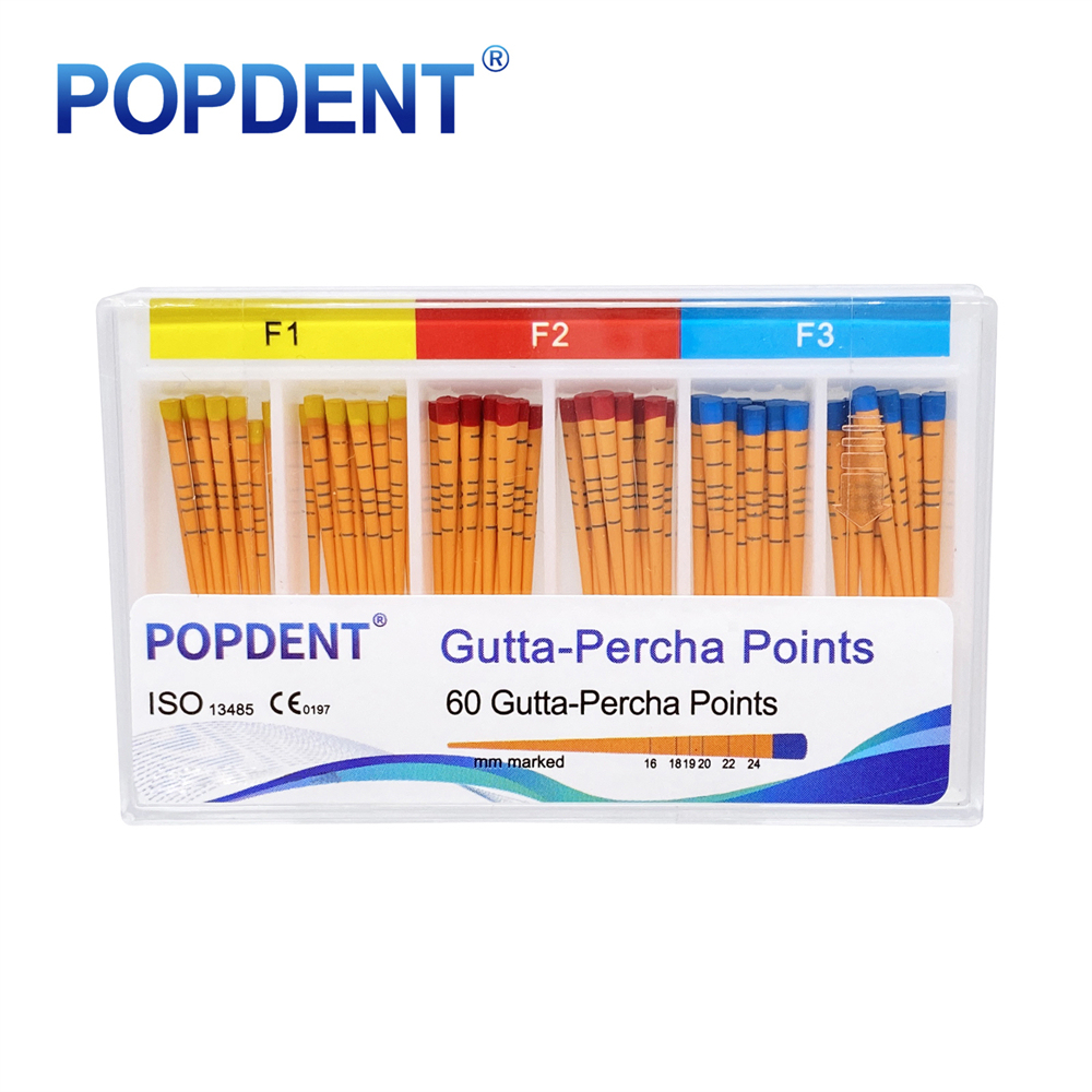 60Pcs POPDENT Dental Endodontic Gutta Percha Points F1/F2/F3
